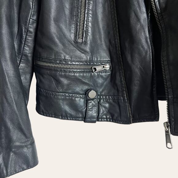 Slate & Willow Black Leather Biker Moto Jacket Size M - Picture 12 of 16